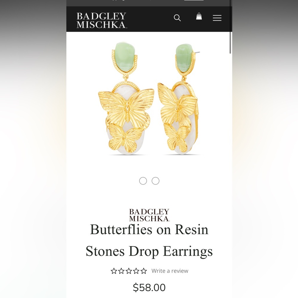 Badgley Mischka Butterflies on Resin Stones Drop Earrings